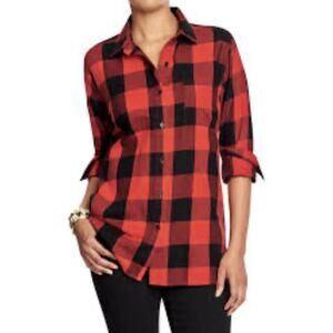 Old navy Women's Red Plaid Flannel Boyfriend Shirts size XS NWT